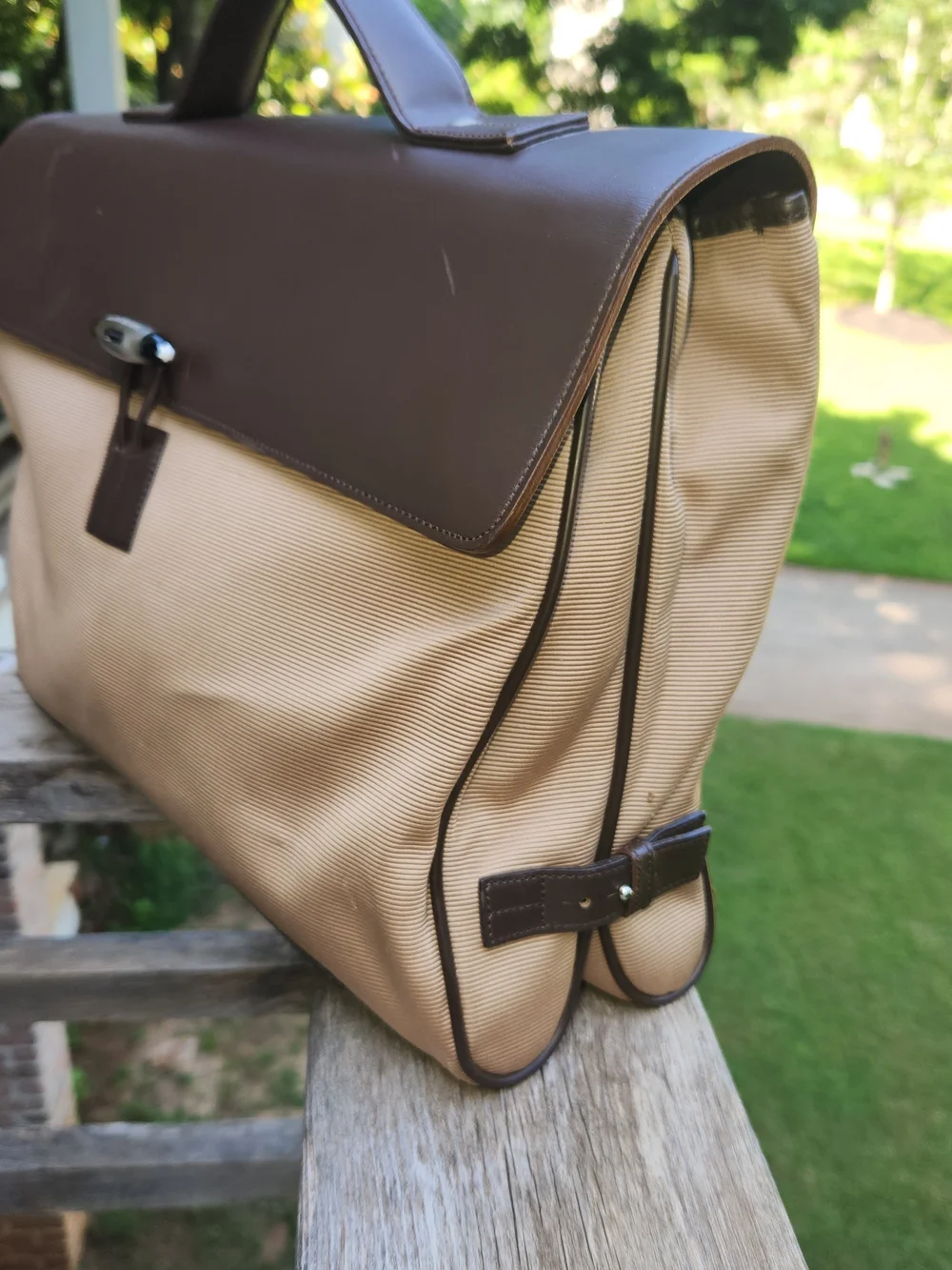 Montblanc Two-Tone Brown Leather-Top Briefcase Night Flight
